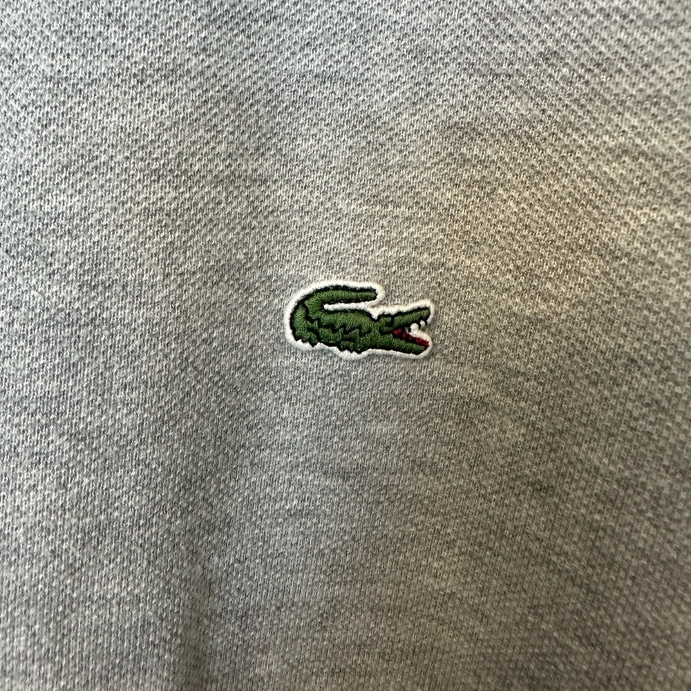 Lacoste Brushed Pique Gray Polo Stripes Collar and Sleeves Size 3XL - Picture 2 of 6